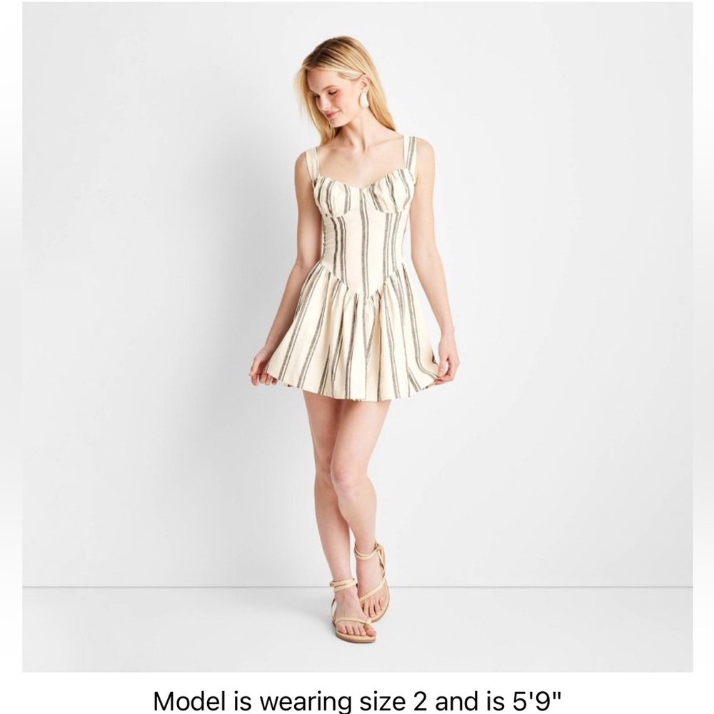 Corset Mini Dress - Future Collective Cream Striped
